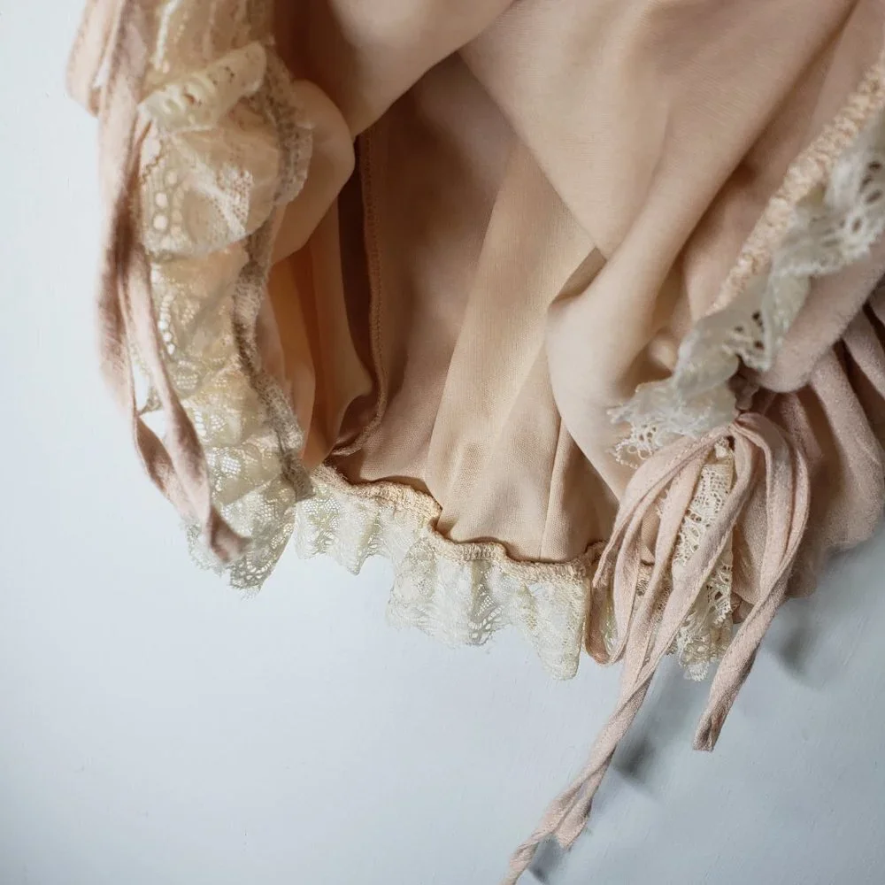 Shareen Collections Ruched‎ Bodycon Mini Dress Lace 12 Puff Sleeve Peach